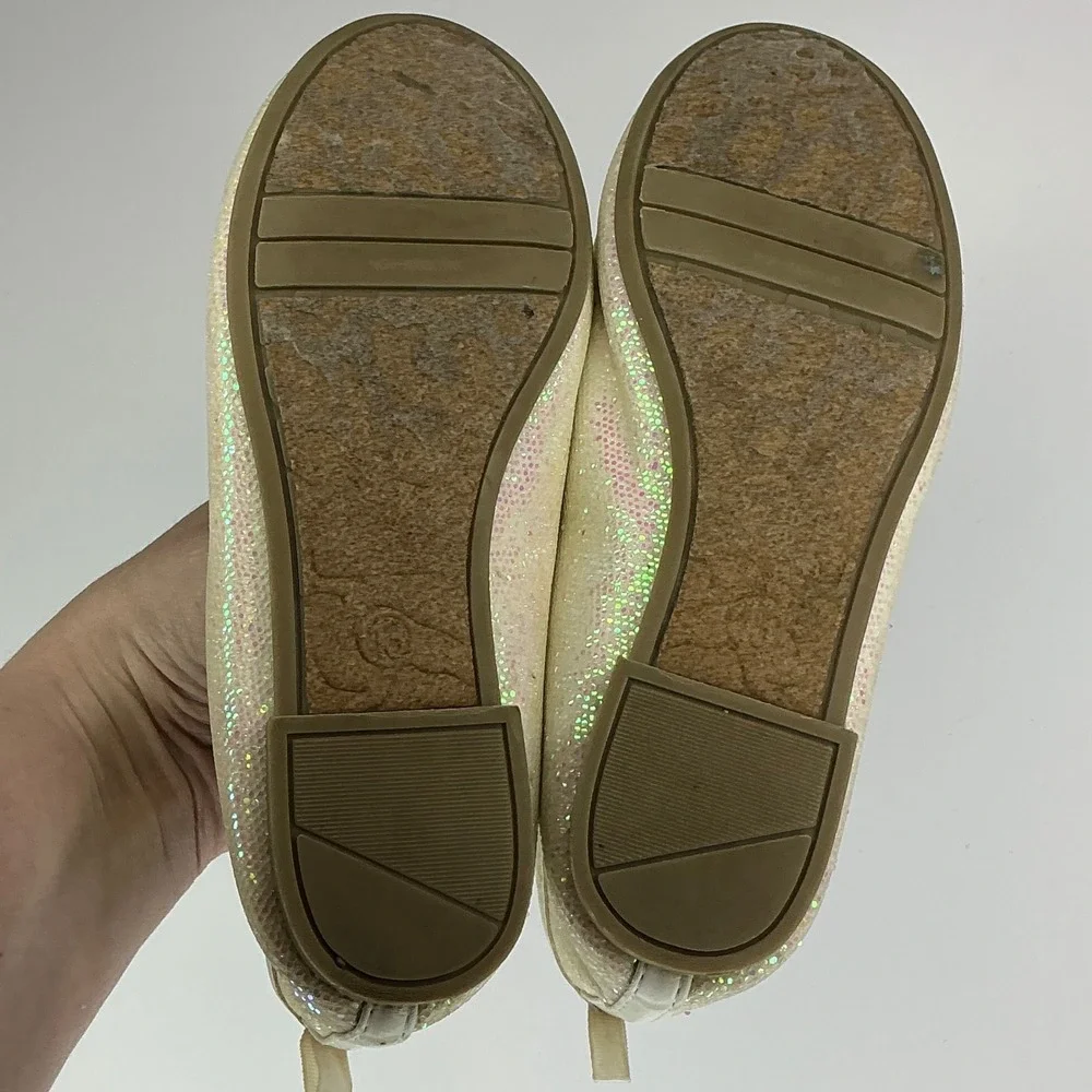 Faded Glory Iridescent Ballet Flat Kids Size 13 Glitter Sparkle Slip On Shoes